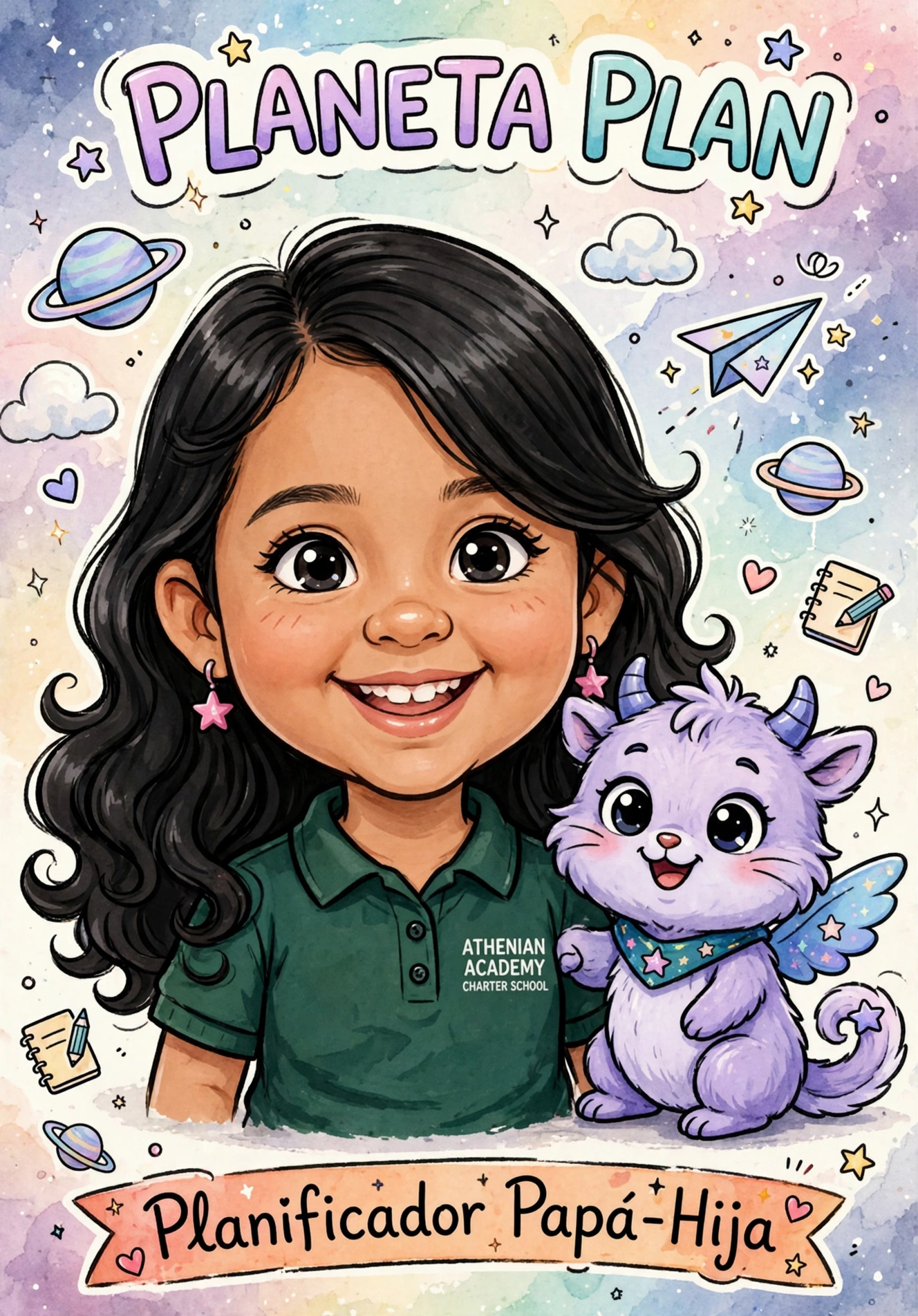 Caricatura de Antonella con Pupital
